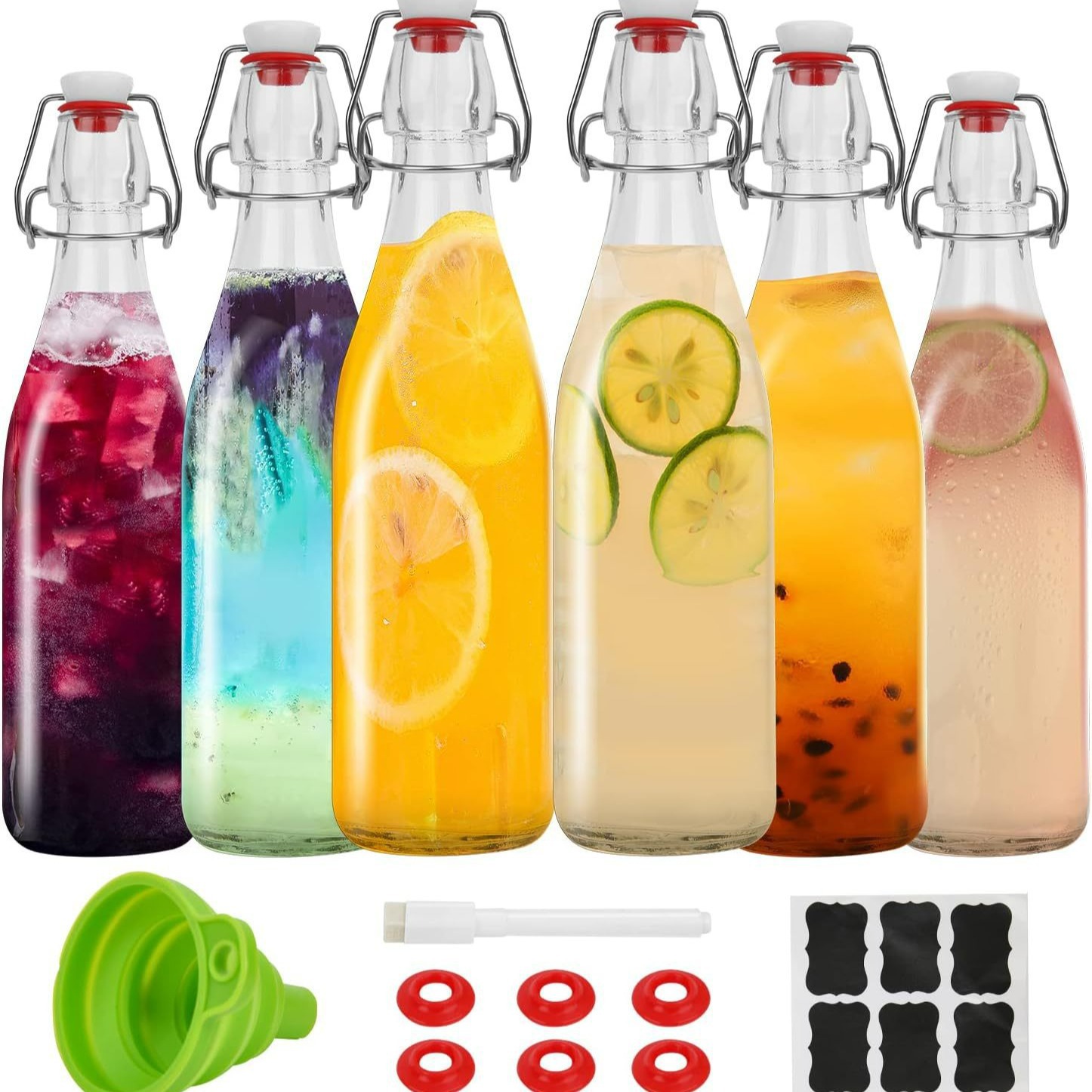 Transfronterizo 16oz botellas de vidrio de hebilla transparente botella de jugo botella de vino de enzima botella de jugo botella de jugo botella de jugo