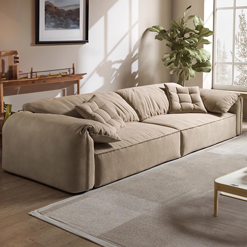 Elephant Ear Sofa Cream Style Modern Simple Anti-Cat Scratch Leather Frosted Cloth Straight Row Fabric Sofa
