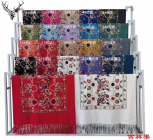 刺绣仿羊绒围巾女秋冬季保暖绣花旗袍红色大披肩斗篷冬外搭妈妈款