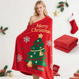 跨境亚马逊专供法兰绒毛毯圣诞节加厚数码印花午睡毯沙发盖毯定制