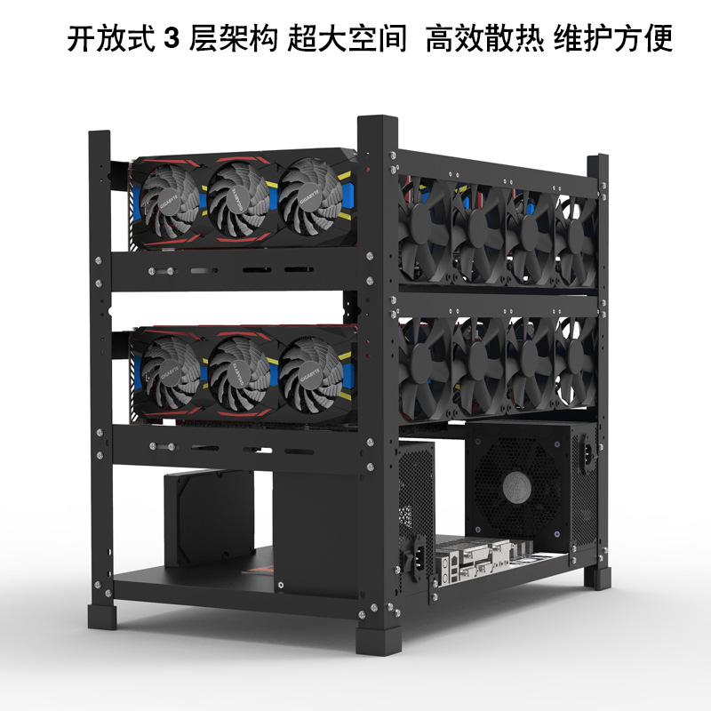 双层12卡机架叠加显卡机箱开放式架子外接GPU支架静音平台10/8/6-阿里巴巴