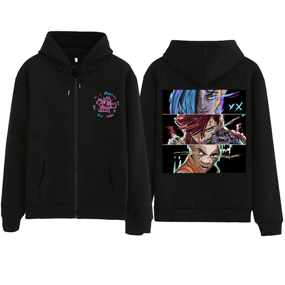Anime Arcane-Jinx VI Zipper Hoodie Women Men Long Sleeve