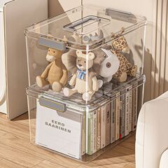 大容量透明收纳箱pet玩具书本零食整理箱居家塑料药箱手提储物箱