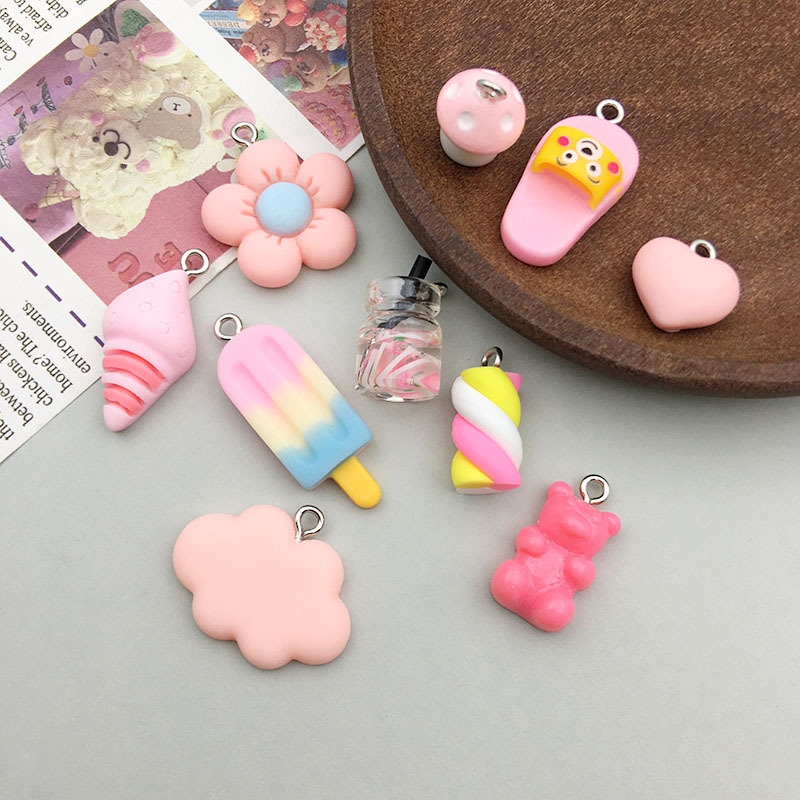 Epoxy Design 10 Models Per Model 1, 10/Pack Resin Ice Cream Bear Flower Pendant