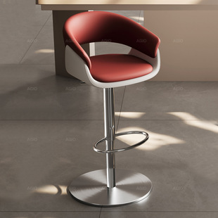 Stainless Steel Bar Chair, Light Luxury and Simple Home Backrest High Stool, Bar Chair, Front Desk Cashier Island Rotating Bar Chair