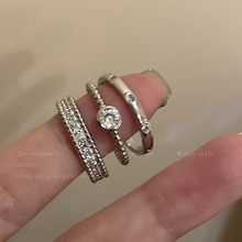 素圈锆石合金开口戒指女ins小众设计高级感食指戒简约冷淡风指环