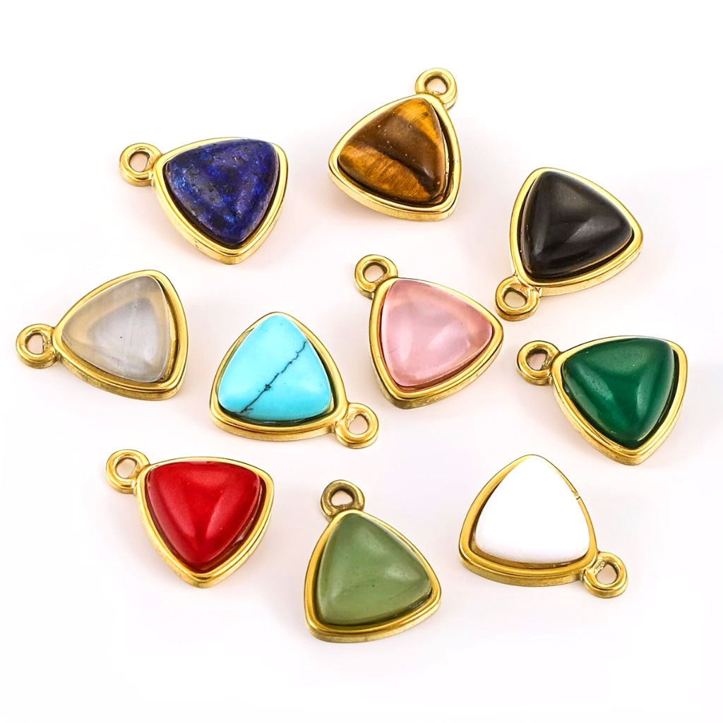 3g Weight Pendant Jewelry Making Type DIY Jewelry Accessories Classification Hole 1~1.9mm Hole Size 1 Piece Hole 1~1.9mm 304 Stainless Steel Natural Stone Triangle Pendant