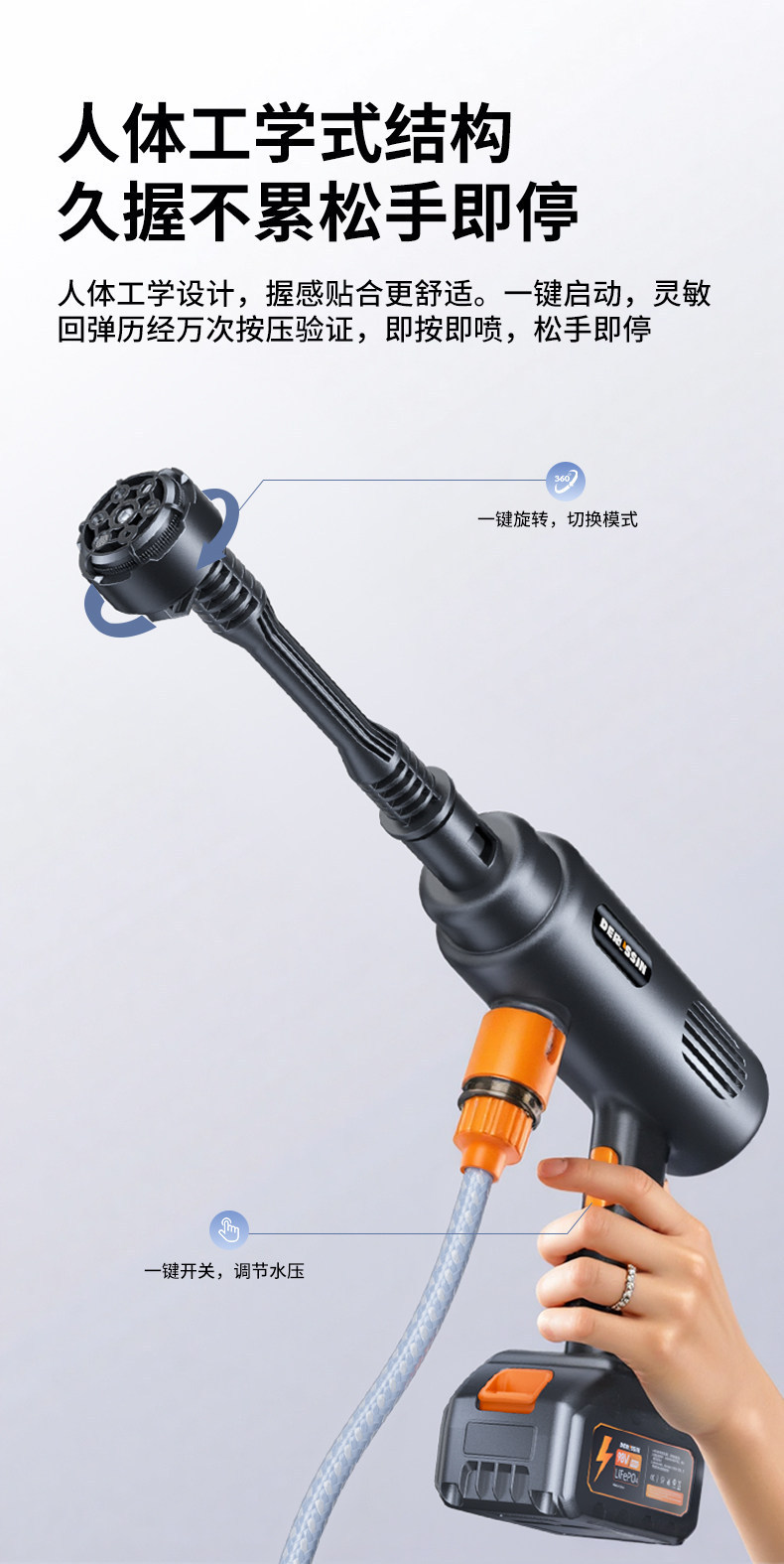 Car Wireless Car Washing Machine, Household High-Pressure Water Gun, High-Power Water Pumping Spray Gun, Portable Rechargeable Cleaning Water Gun