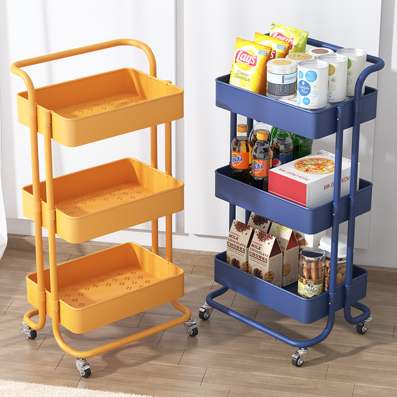 Floor type multilayer trolley rack, kitchen movable baby supplies