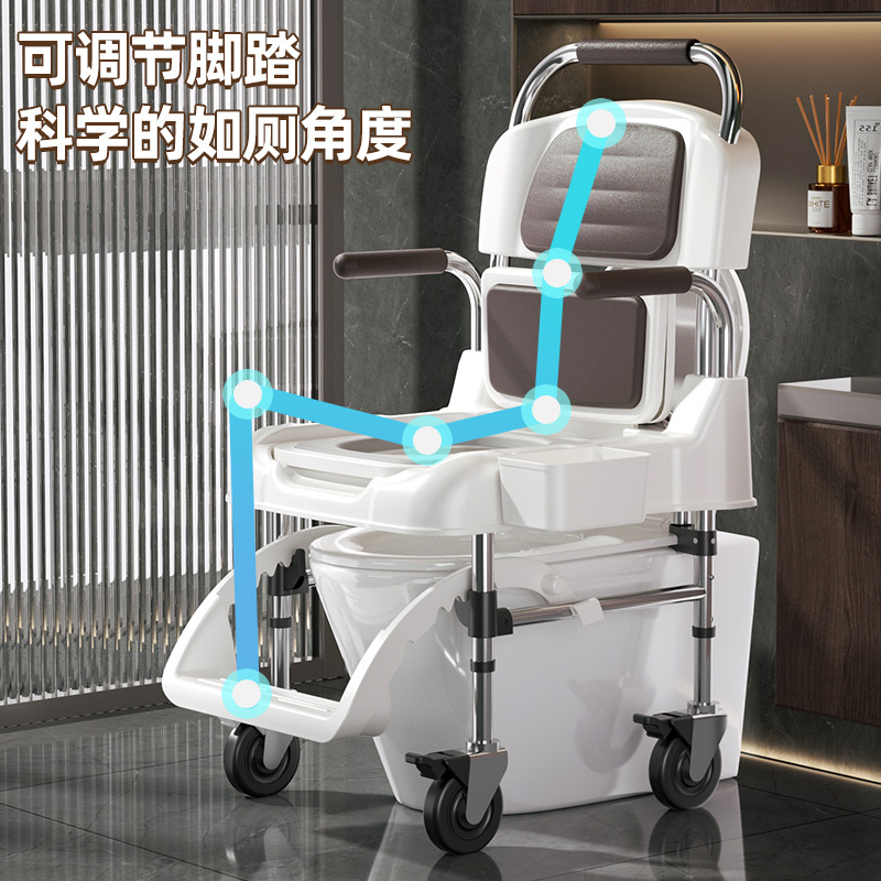 Silla de Baño Móvil para Adultos Mayores y Embarazadas Acero Inoxidable Antideslizante para Interior image 3