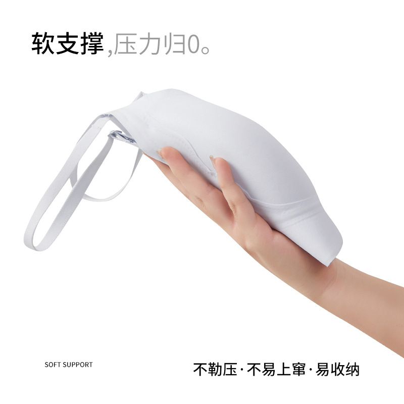 Bra de soporte suave de doble capa de elevación de pecho grande para mostrar ropa interior pequeña para mujeres sin anillo de acero para evitar la caída sin signos de pechos colaterales para mujeres