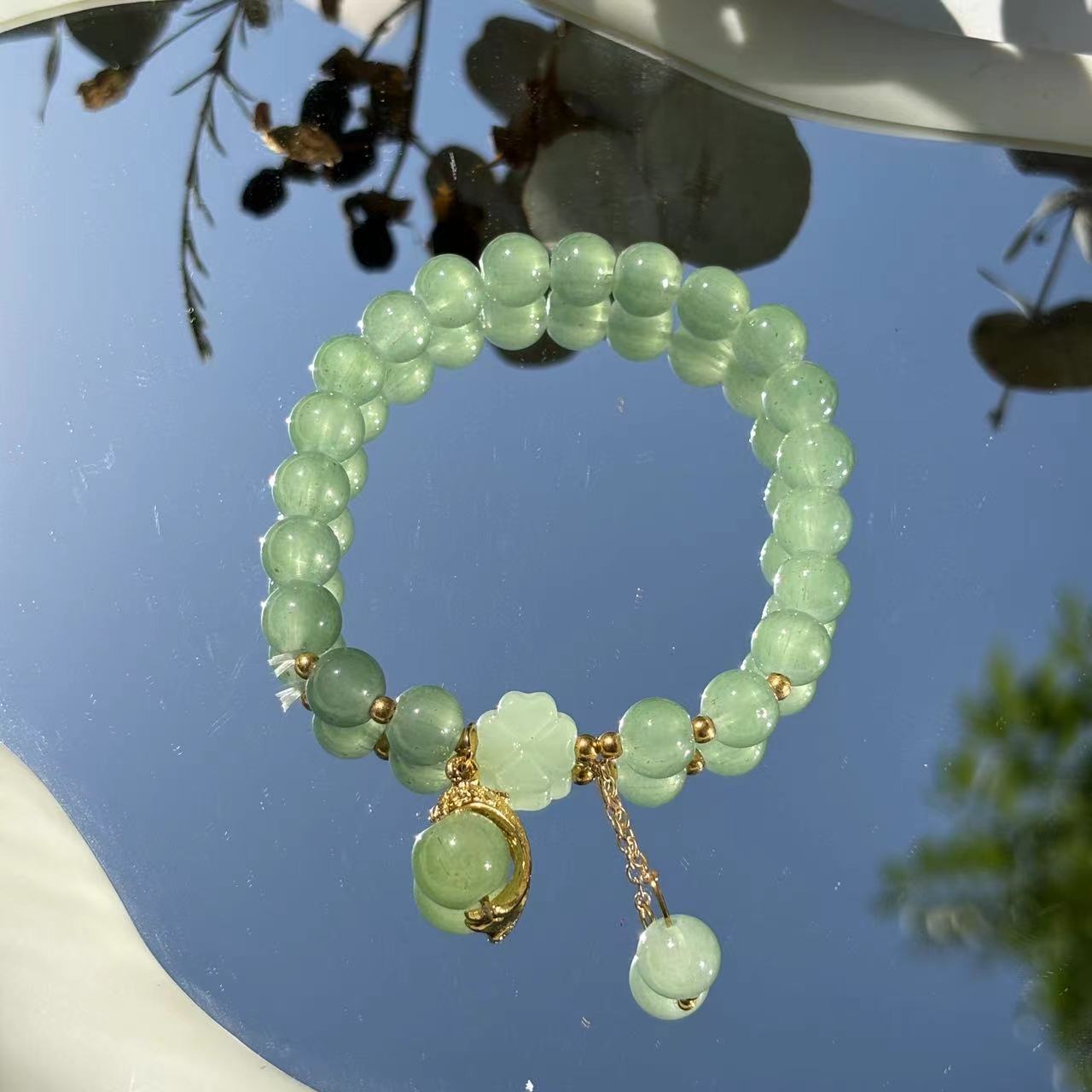 S048-그린 드래곤 비즈 동린 옥 비즈 팔찌#SZ342용