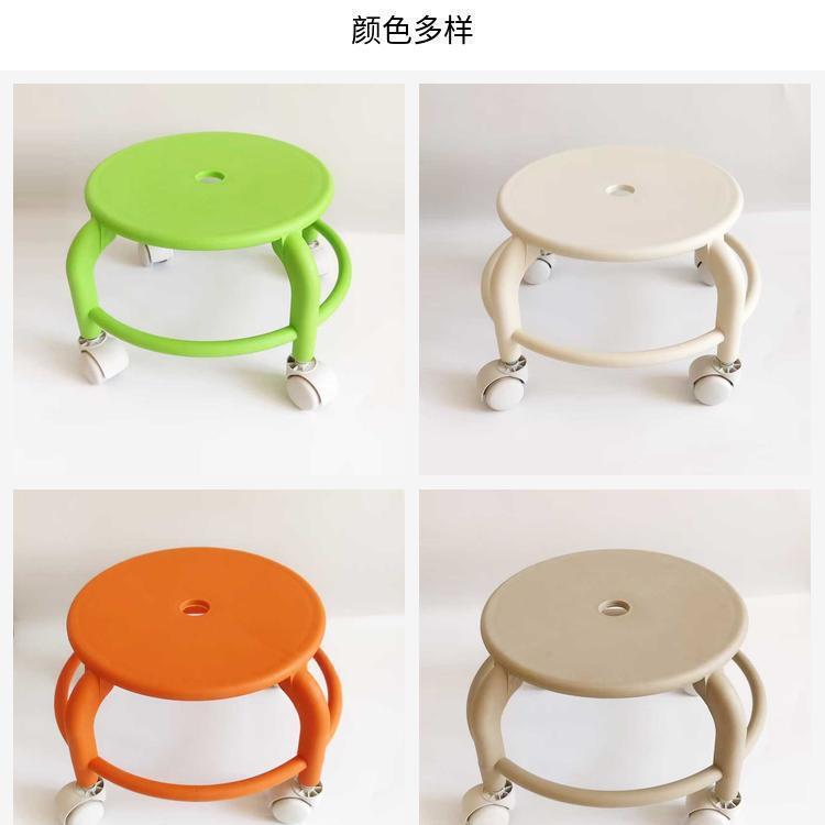 家用矮凳塑料圆凳美缝修脚儿童旋转学步带娃滑轮凳万向轮小凳子|undefined