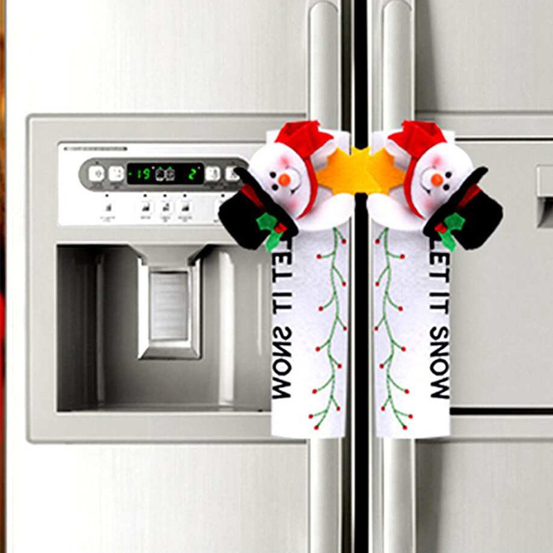 クロスボーダーのクリスマスの布の冷蔵庫は手袋のドアを開けて手袋の双門の冷蔵庫の保護カバーの電気商の対外貿易の工場を卸売りします。|undefined