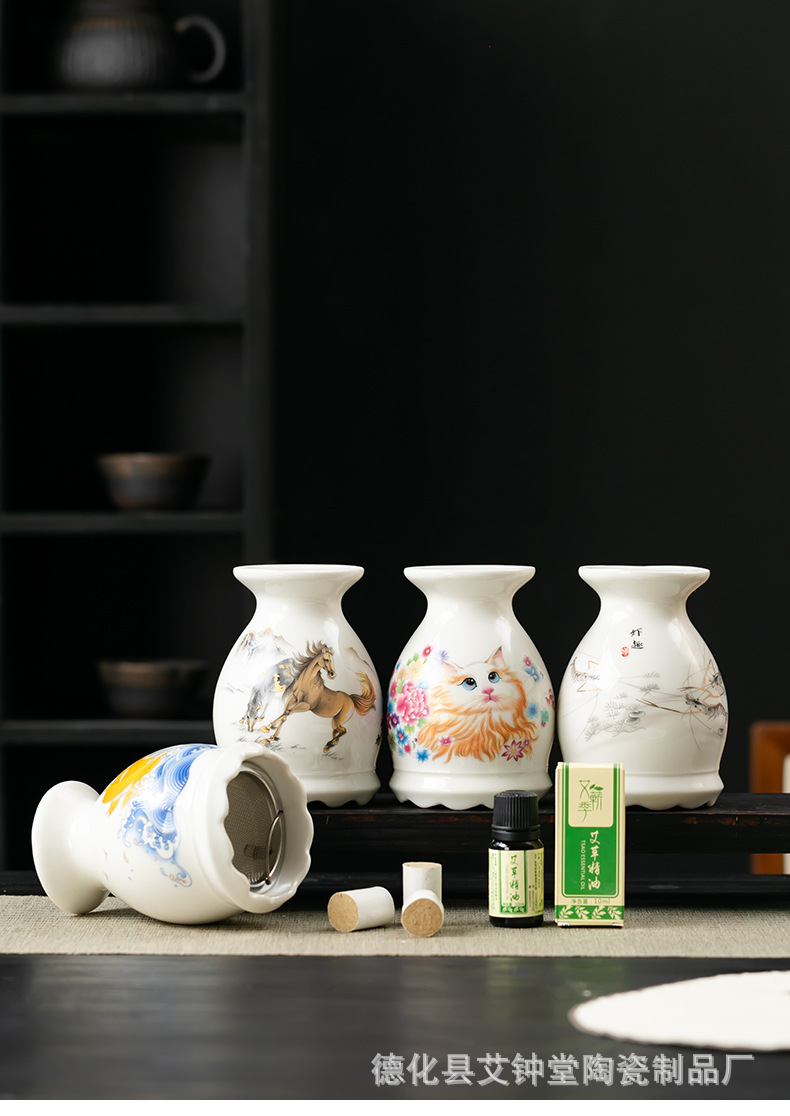 Ceramic Moxibustion Jar Lotus Rim Gua Sha Cup Portable Moxa Warmer with Ash Net and Cloth Cover key features