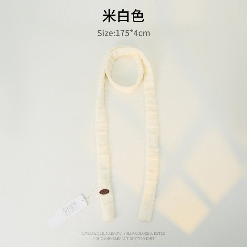 韩系小众长条细窄围巾女纯色秋冬新款辣妹风穿搭时尚装饰针织围脖|undefined