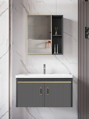 Modern minimalist space aluminum bathroom cabinet and toilet washbasin cabinet combination washbasin washstand countertop basin