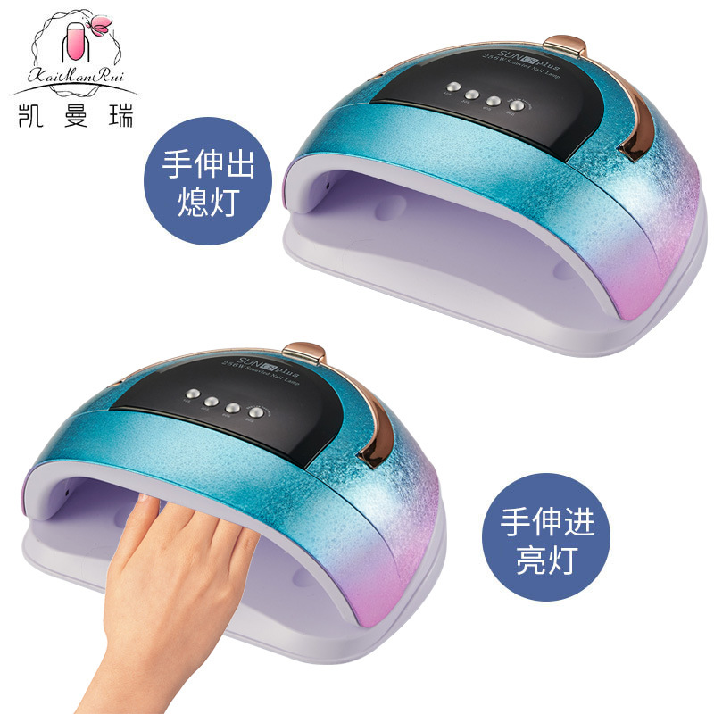 Lámpara de manicura de alta potencia de 256W luz de fototerapia inteligente UV manicura horneado luz de color brillante pegamento de manicura luz de uñas transfronteriza
