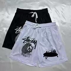 Stüssy Peace Sign Print Mesh Shorts American Streetwear Oversized Breathable Athletic