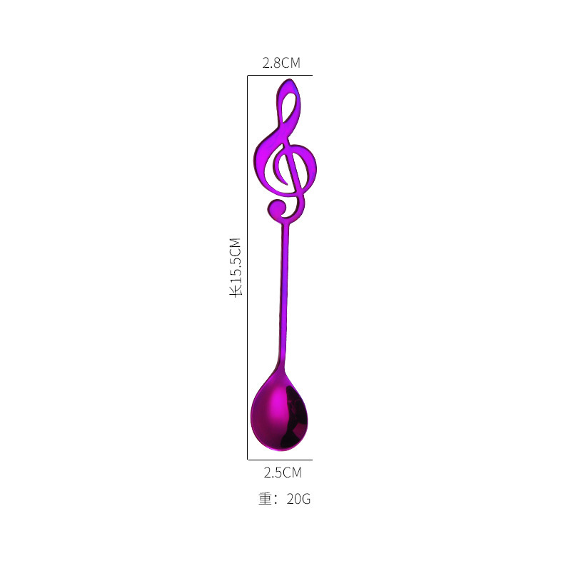 304 cuchara de música de acero inoxidable creativo nota musical forma café postre cuchara de oro regalo transfronterizo en stock al por mayor