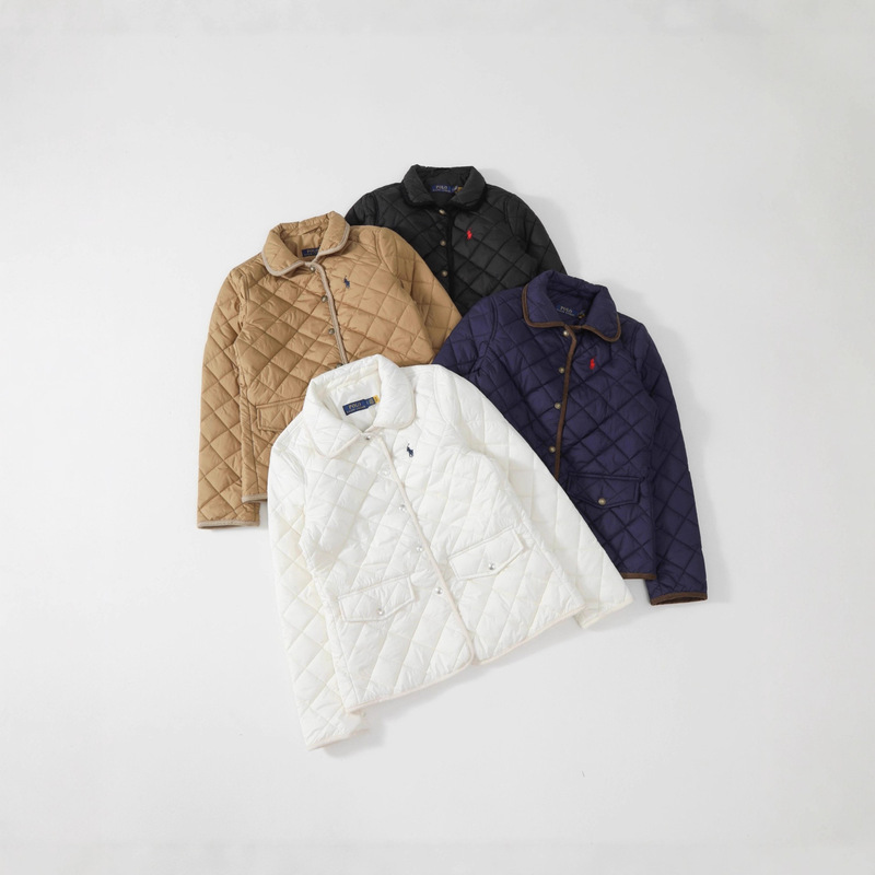 Cross-Border Export Correct Version of R*L Raff Diamond Quilted Cotton Jacket Retro Preppy Style Women's Autumn and Winter Jacket Warm