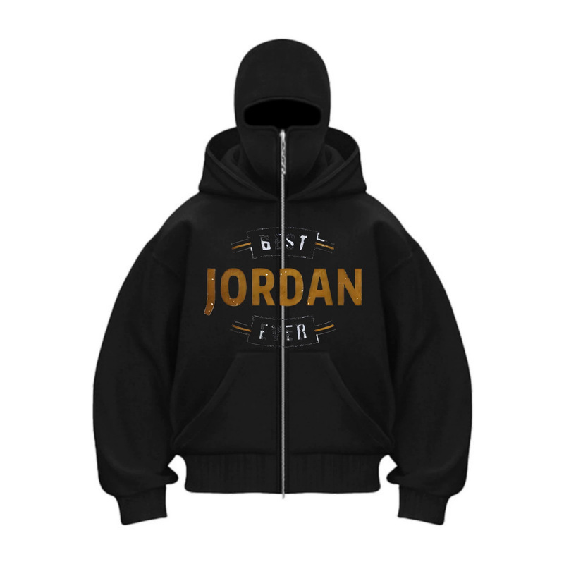 2025 European and American Cross-Border Jordan Letter Print Casual Street Style Fashion Unisex Double-Hooded Mask Zipper Sweatshirt 2025 European and American Cross-Border Jordan Letter Print Casual Street Style Fashion Unisex Double-Hooded Mask Zipper Sweatshirt
