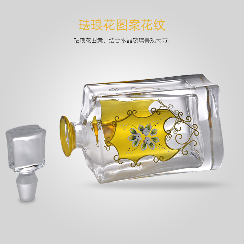 轻奢珐琅花酒具套装礼盒 欧式威士忌轻奢北欧风摆件家居饰品 ins