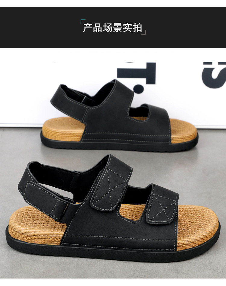 Dép sandal nam quai ngang cỡ lớn đi biển chống trượt, thoáng khí dùng hàng ngày — Kaki, Màu be, Màu đen chi tiết 17