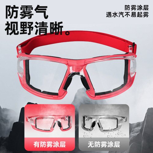 Zhi An Kang Y-1501 large red frame transparent lens anti-fog anti-impact labor protection goggles anti-sand dust-proof