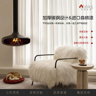 French-Style Hanging Fireplace for Guesthouse Villa Living Room Decoration, Atomized Real Fire Wood-Burning Electronic Heater, Energy-Saving Home Appliance
