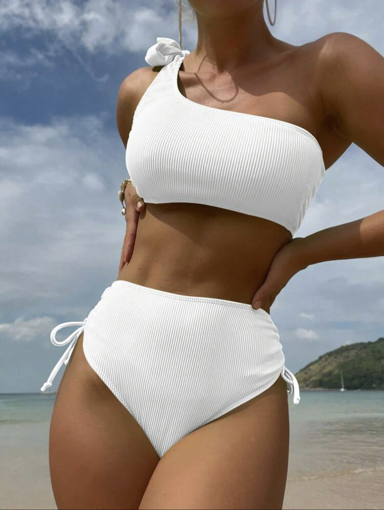 315g Weight Sexy Feel Of Sensation Women's Solid Color 2 Pieces Set Bikinis Swimwear