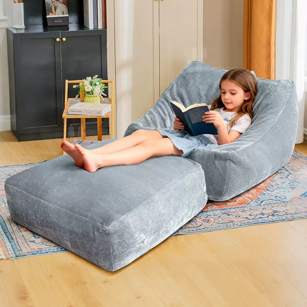 亚马逊跨境儿童懒人沙发豆袋沙发组合带脚凳可拆洗beanbag