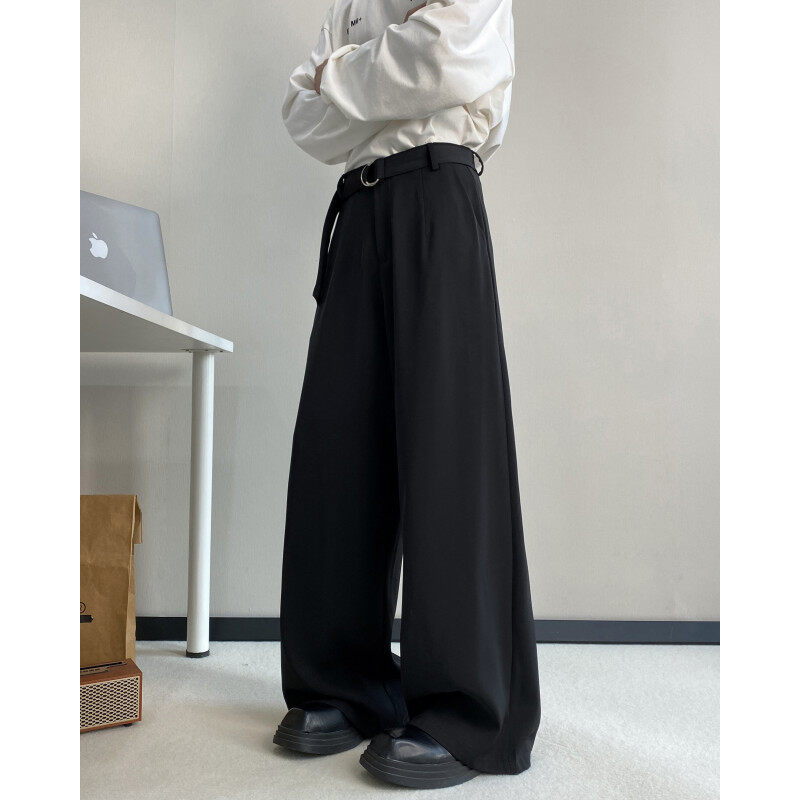 2025 Spring New Korean Style Trendy Ins Fashion Men's Pants Youth Belt Loose Thin Casual Trousers Trend