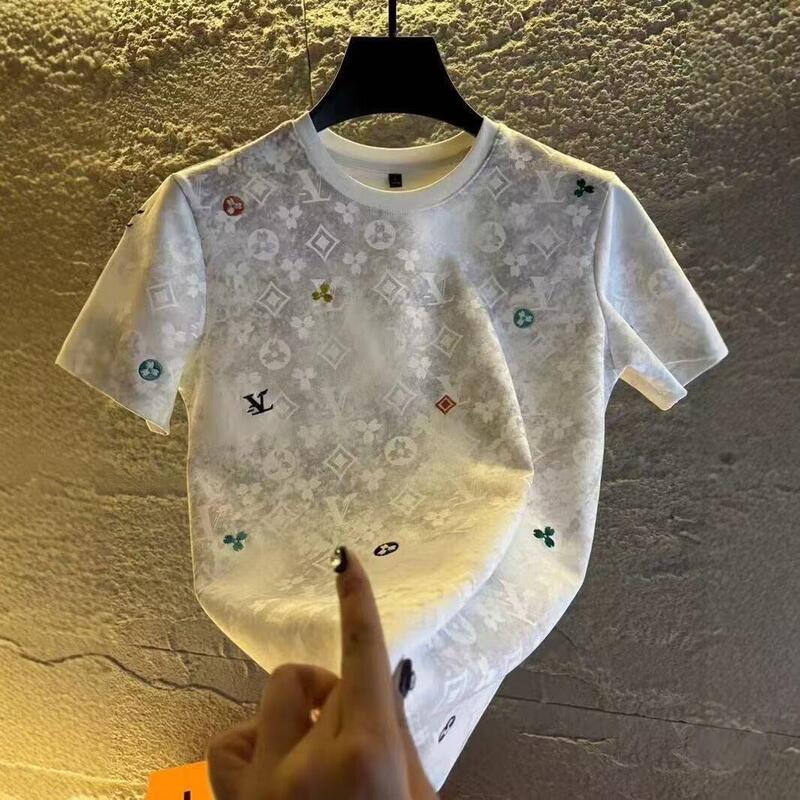 2025 Summer New Fashion Men's T-Shirt Short-Sleeved Handsome Light Luxury Versatile Casual High-End Fashion Comfortable Trend