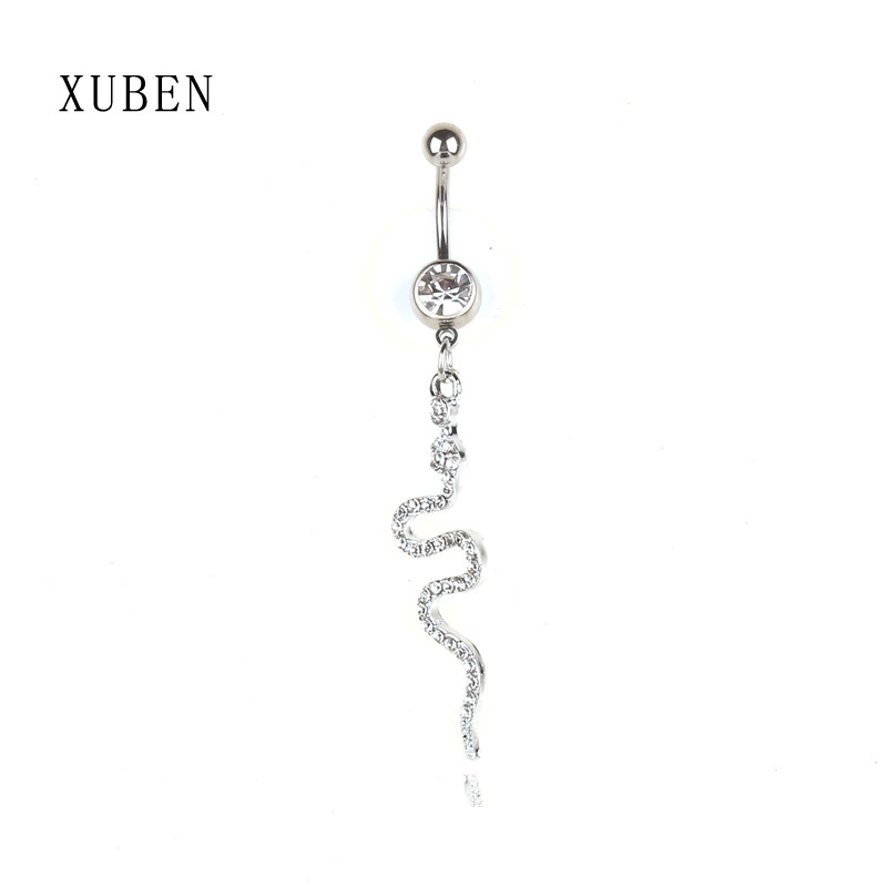 Новая модель из нержавеющей стали пирсинг тела украшения гальваника серебряная змея подвеска пупок гвоздь корейская версия трансграничной оптовой