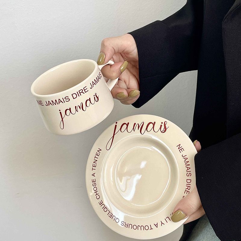 Mug Ceramic Cup Water Cup Home Coffee Cup and Saucer Set Scandinavian Ins Style Simple High-Looking Girl Cup