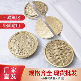 厂家直供仿古圆形把手锌合金铜拉丝中式橱柜门把抽屉衣柜黄铜拉手