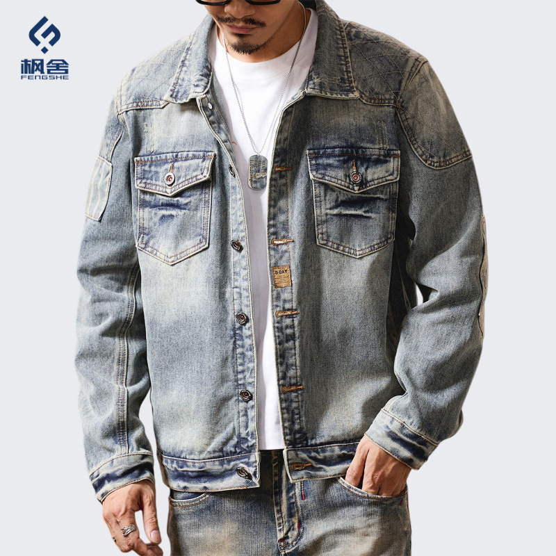 Men's Clothing / Denim Jacket Spring and Autumn Top Street Fashion Trendy Brand Heavy-Duty Vintage Pilot Men's Jacket