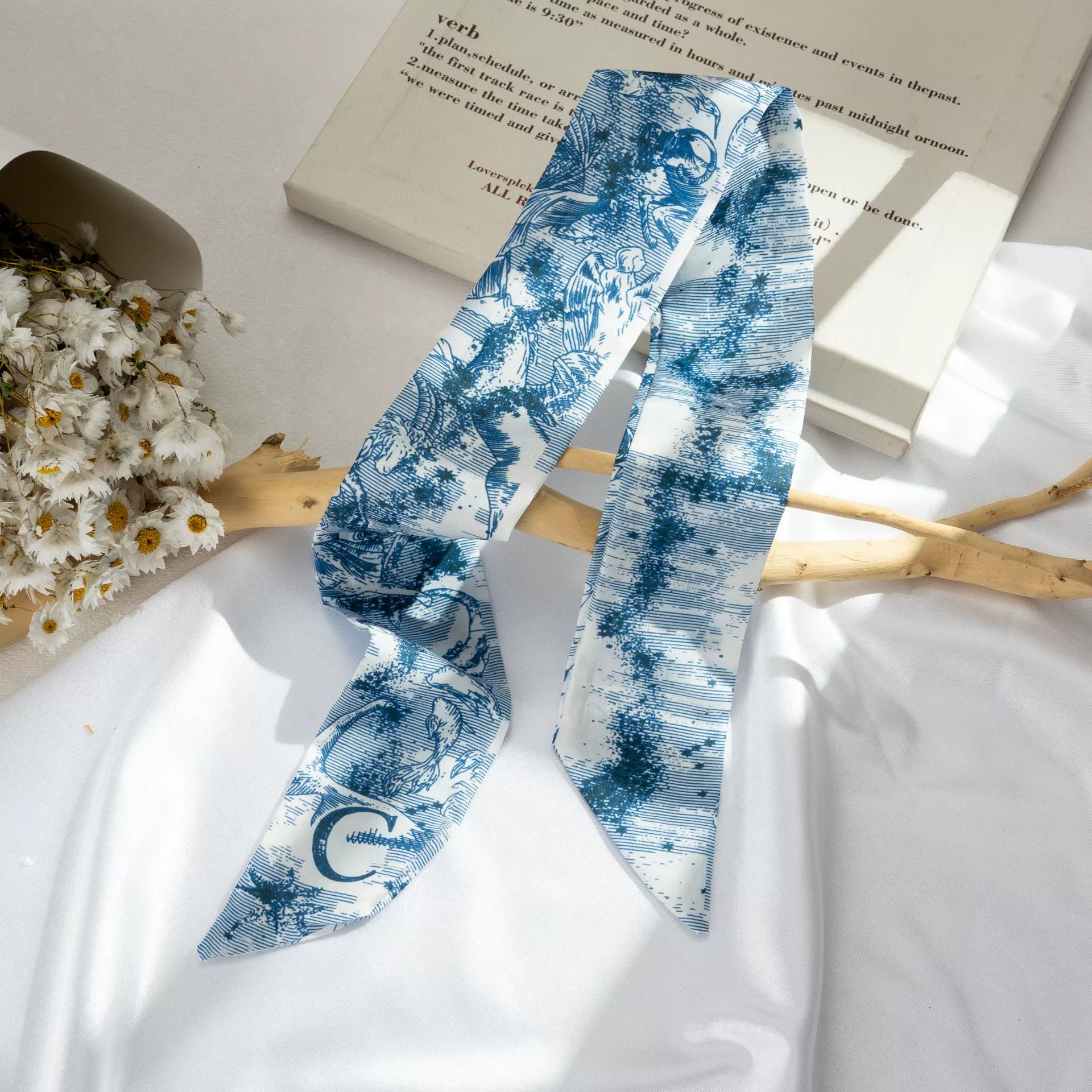 Silk Scarf Hairband (Suhang) long streamer 89×3.8 cm, lightweight gift box option