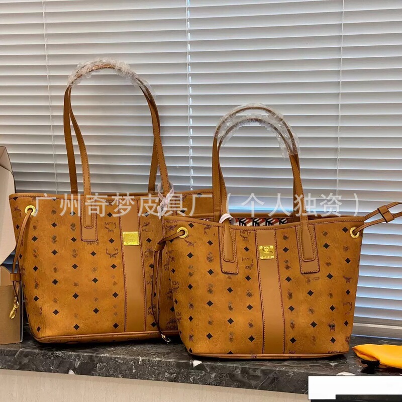 Tote Bag Genuine Leather Women's Bag High-Quality Mc Mother-Daughter Lv Bag New Large-Capacity Shopping Bag Handbag Light Luxury