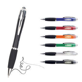 新款led触屏灯箱圆珠笔塑料旋动logo广告笔创意镭射发光笔批发