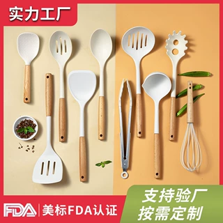 硅胶锅铲不粘锅专用护锅铲汤勺榉木柄炒菜铲子家用耐高温厨房用具