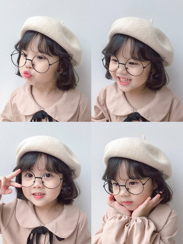 Autumn/Winter Children's Beret Hat for Girls, Baby Retro Cashmere Princess Hat, Parent-Child Pumpkin Hat for Little Girls, Formal Hat