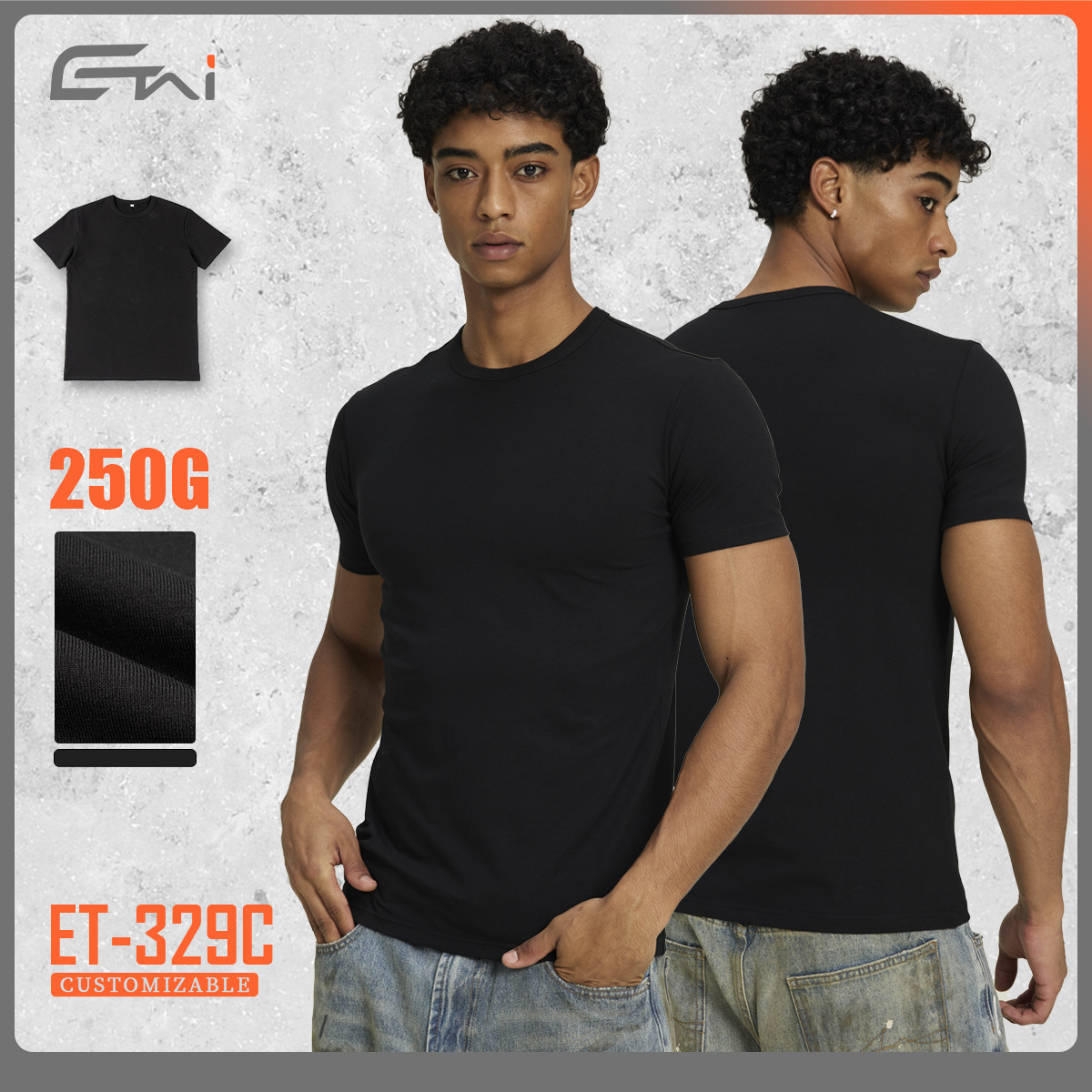 ETAI Hombre| Nuevo estilo de moda transfronterizo hombre cuello redondo delgado de manga corta estilo de estilo masculino de alta calidad pesada camiseta de color sólido