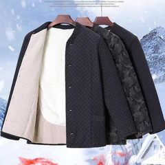 爸爸中老年冬装棉衣加绒贴片加厚男士外套棉服冬季保暖爷爷棉袄