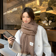 批发韩国2025年冬季新款仿羊绒斜纹简约纯色围巾韩版保暖超大披肩