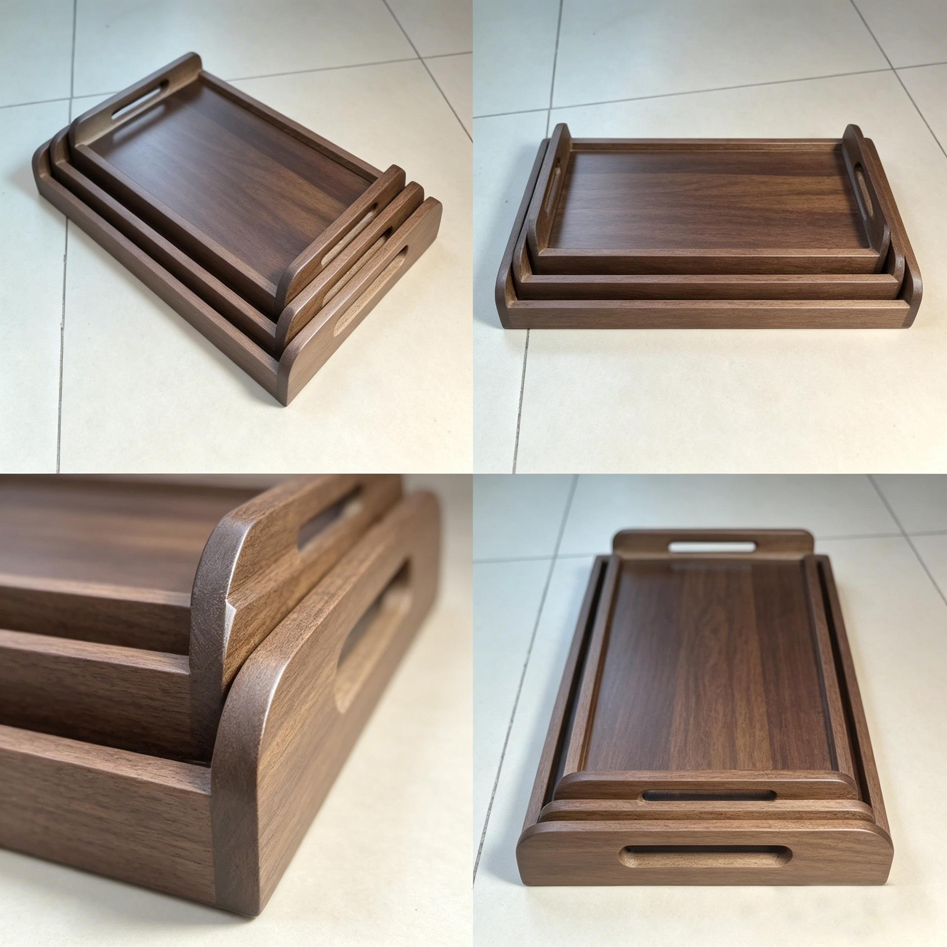 bandeja rectangular de color nuez, bandeja de platos de hotel comercial, bandeja de té doméstica, bandeja de mano multi-especificaciones