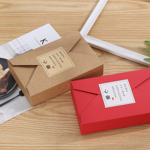 Simple envelope type biscuit box folding kraft paper chocolate candy packaging box moon cake snowflake pastry box