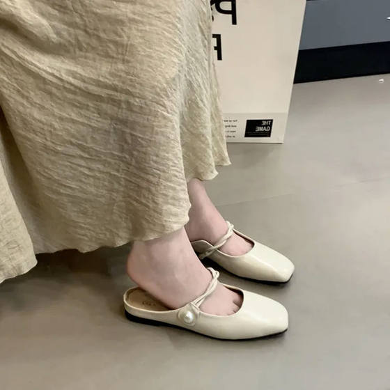 Small Fragrant Style High Beauty Value Half Slippers Women's Summer Outer Wear 2024 New All-match Skirt Elegant Heelless Baotou Slippers