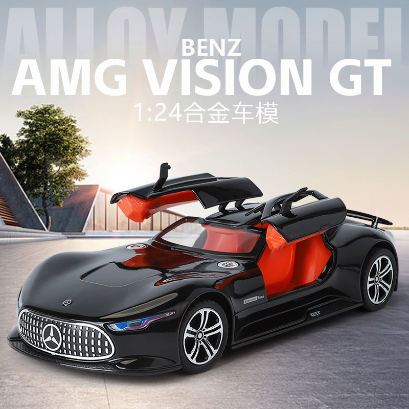 (2개) 시뮬레이션 1:24 ACOUSTO-OPTIC RUSHING AMG VISION GT SHOCK-ABUSER TWO OPEN-BACK FORCE 스티어링 자동차 모델 장난감